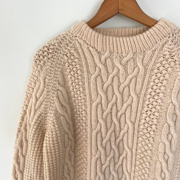 Hand Knit Wool Fisherman Sweater - Picture 2 of 5